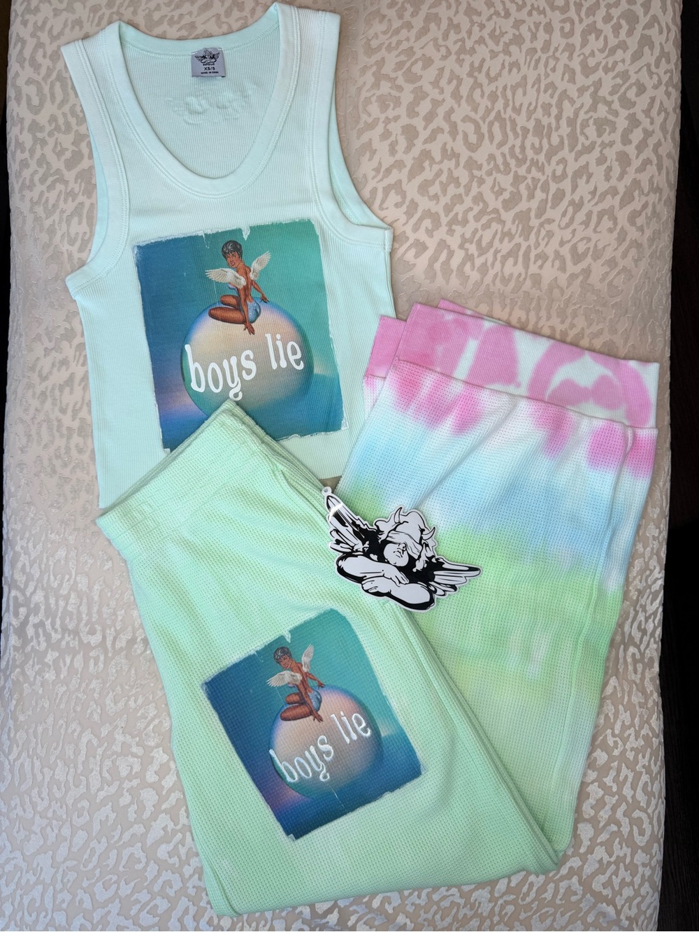 Boys Lie Burst Your Bubble Randy Tank & MM Pants Set Tie Dye NWT XS